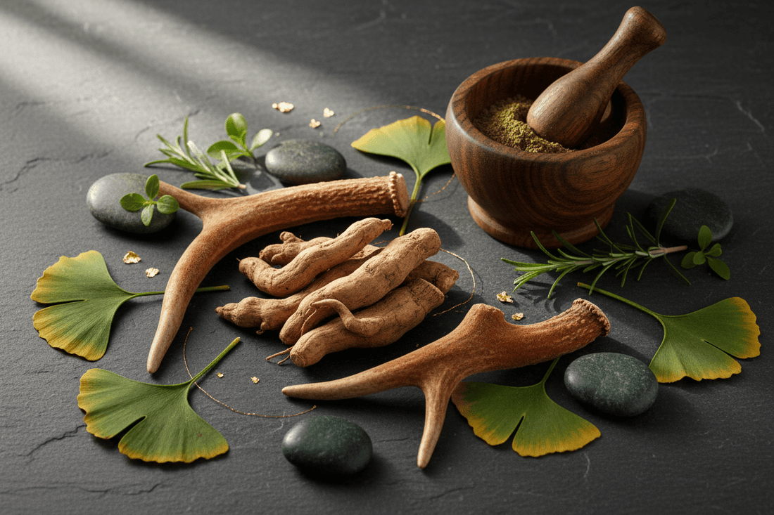 Men’s Herbal Vitality: How Botanicals Like Ashwagandha, Deer Antler & Ginkgo Support Strength and Emotional Balance