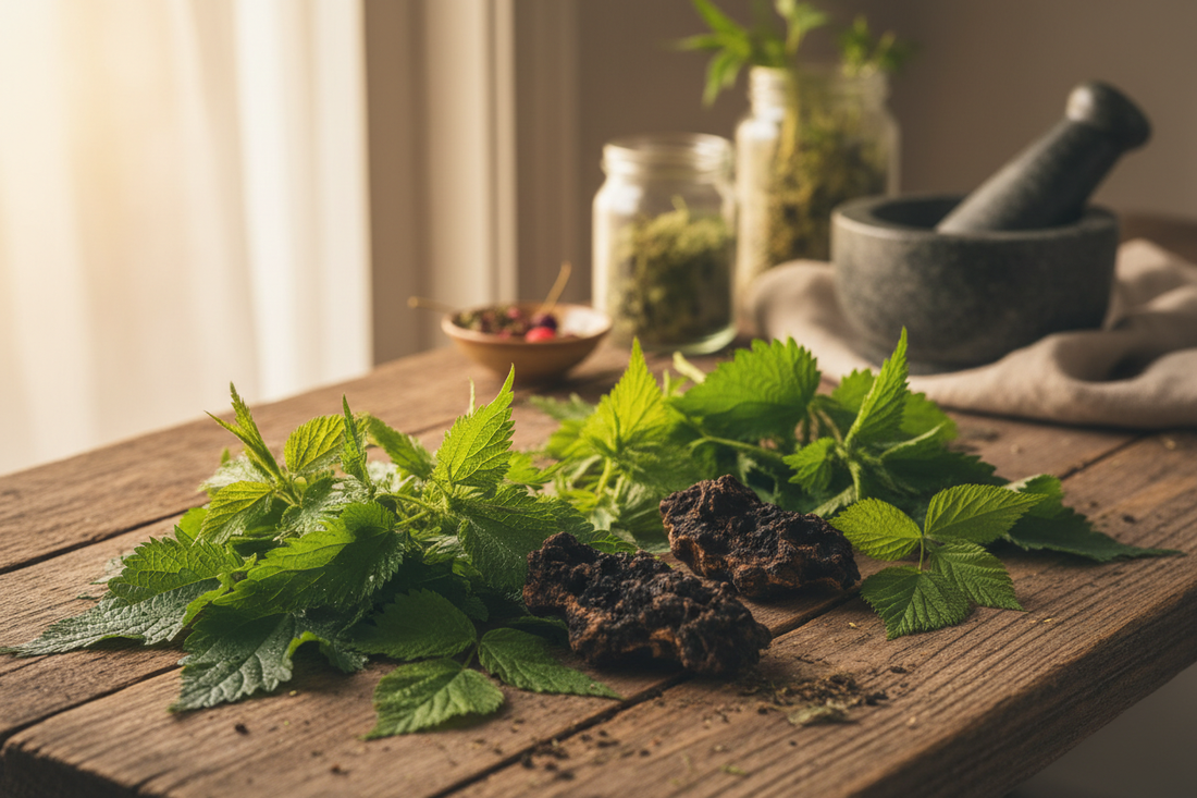 Mineral-Rich Plants: How Herbs Like Nettle, Raspberry Leaf & Chaga Support Strength and Daily Nourishment